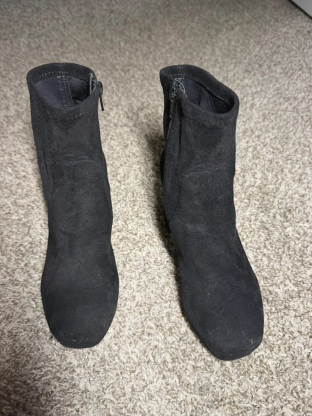 MIA Black Suede Chunky Heel Ankle Booties